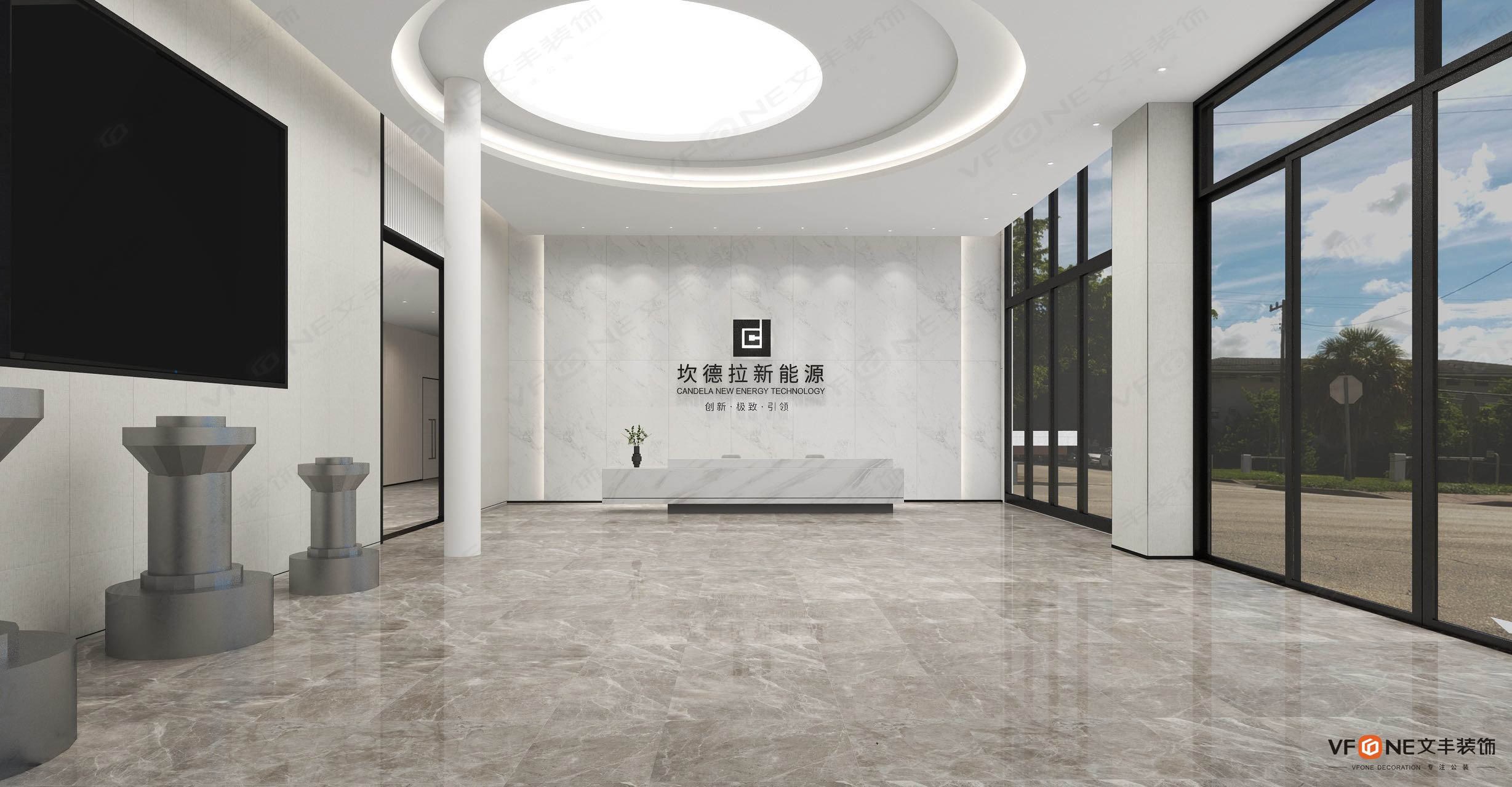 佛山坎德拉辦公展廳整體設(shè)計效果圖（辦公展廳設(shè)計方案）-文豐裝飾